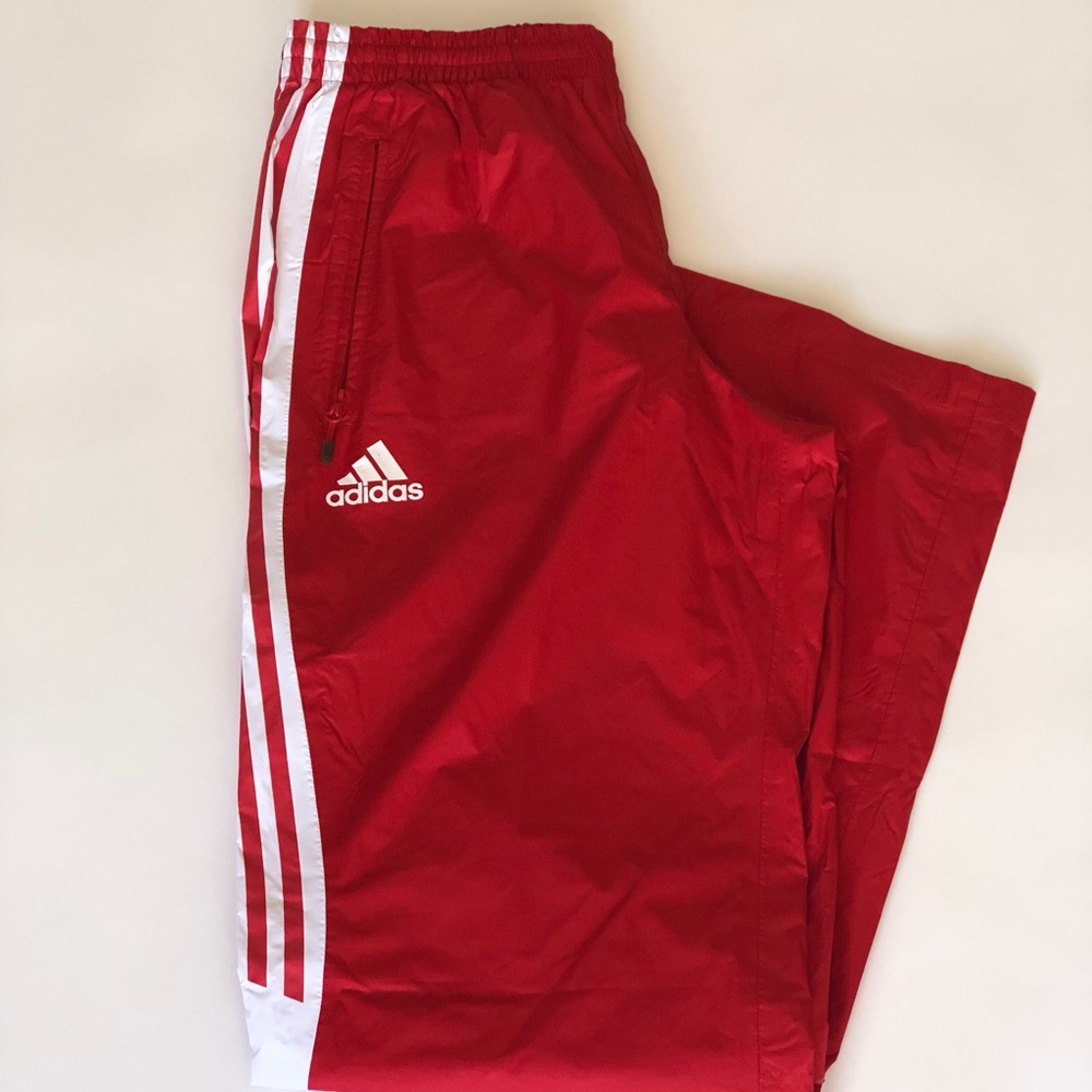Men’s Adidas track pants red/white sz M